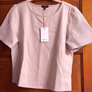 Quince Women's ultra stretch ponte short sleeve top. NWT. Size M. Color is Ecru